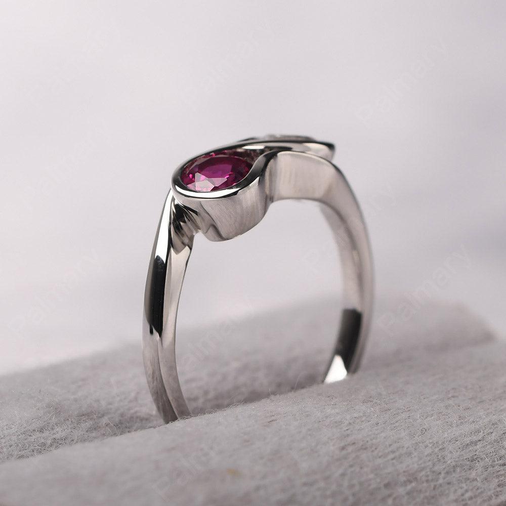 Two Stone Cubic Zirconia And Ruby Mothers Ring - Palmary