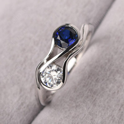 Two Stone Cubic Zirconia And Sapphire Mothers Ring - Palmary