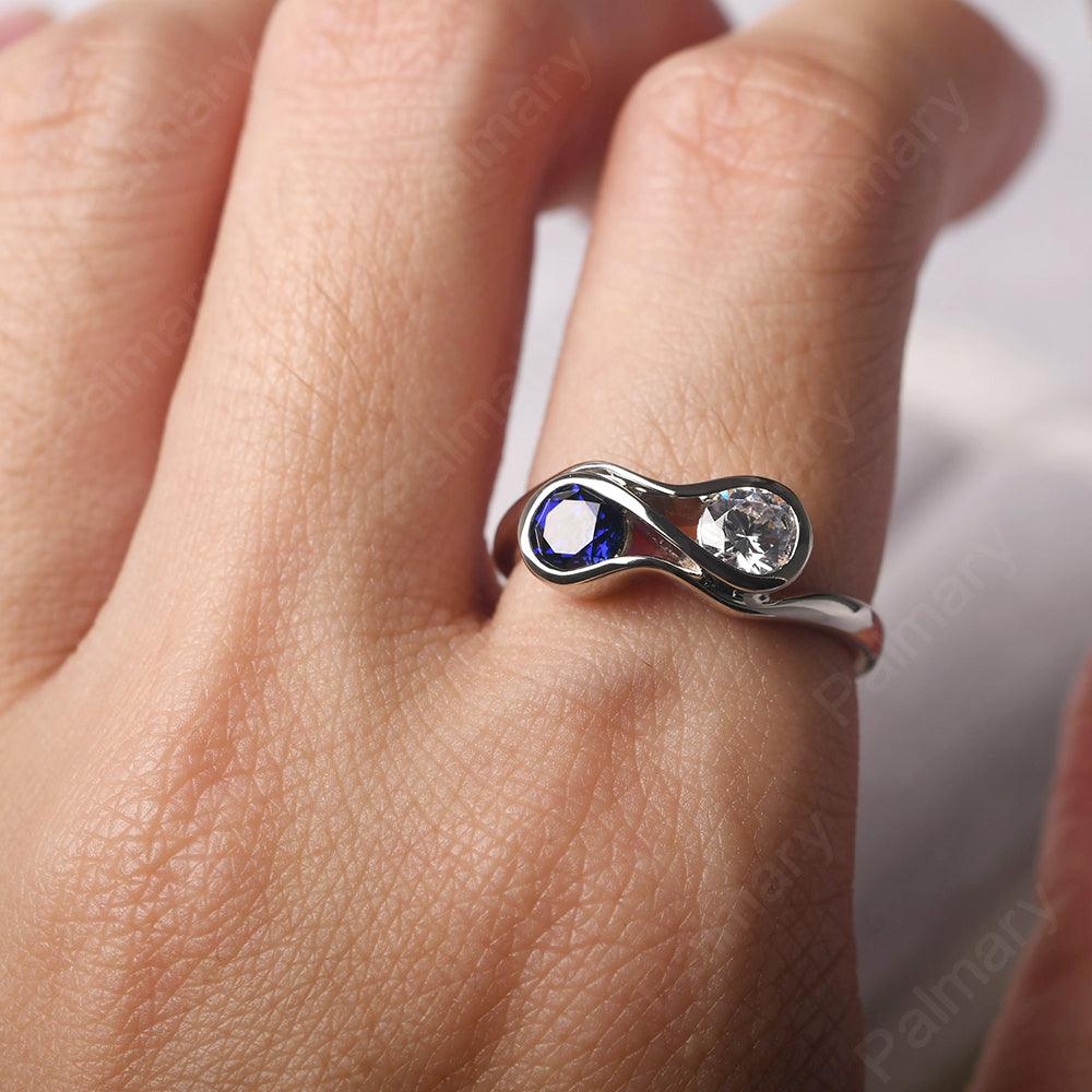 Two Stone Cubic Zirconia And Sapphire Mothers Ring - Palmary