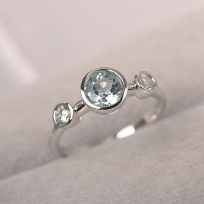 Three Stone Aquamarine Mothers Ring - Palmary