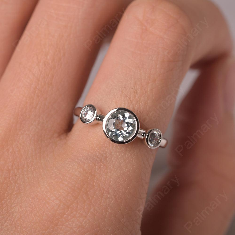 Three Stone Aquamarine Mothers Ring - Palmary