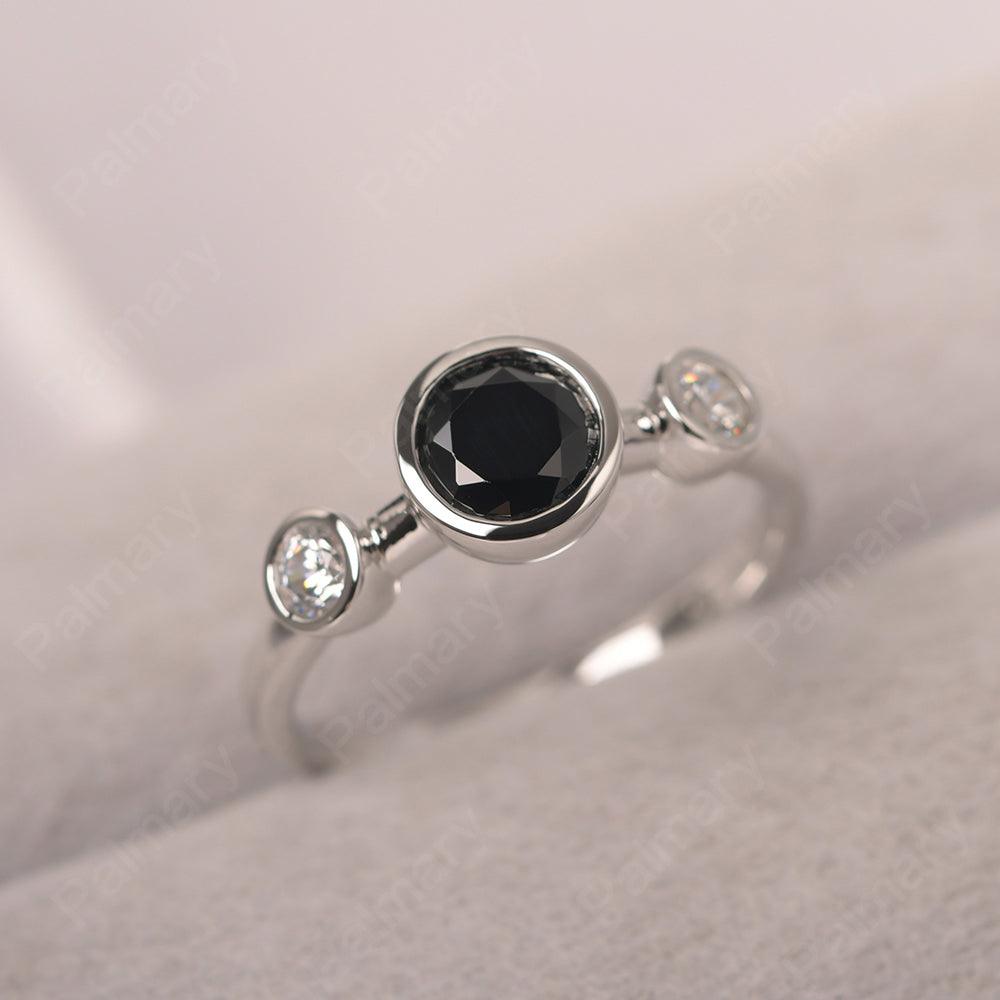 Three Stone Black Spinel Mothers Ring - Palmary