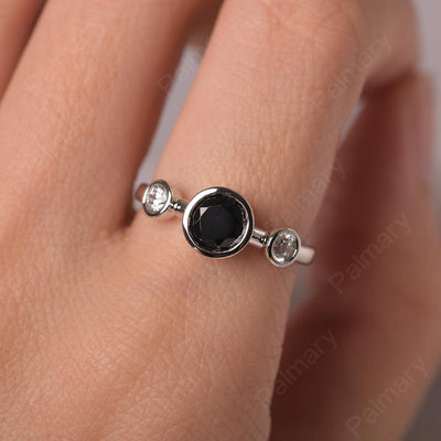 Three Stone Black Spinel Mothers Ring - Palmary