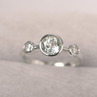 Three Stone Green Amethyst Mothers Ring - Palmary