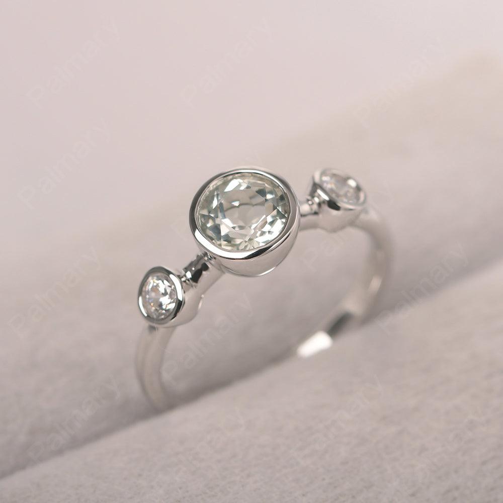 Three Stone Green Amethyst Mothers Ring - Palmary
