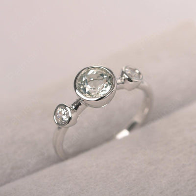 Three Stone Green Amethyst Mothers Ring - Palmary