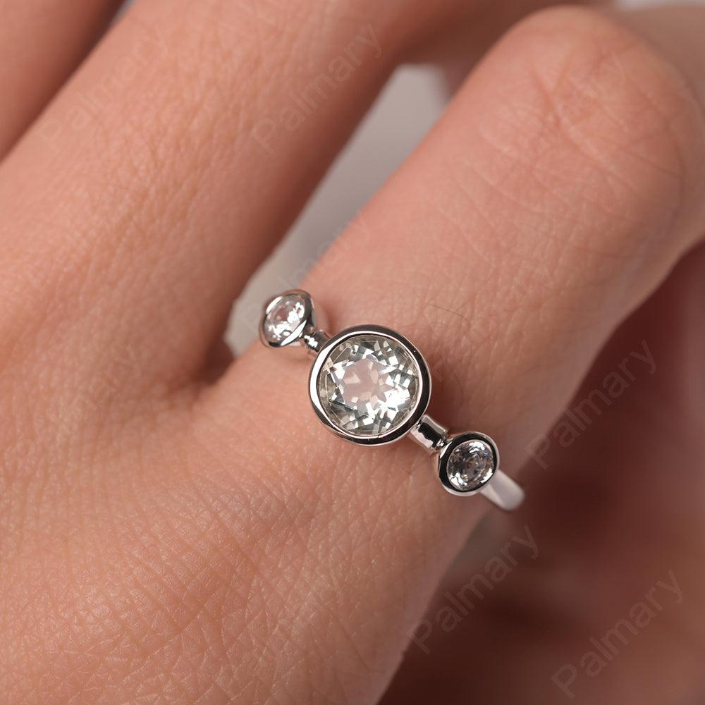 Three Stone Green Amethyst Mothers Ring - Palmary