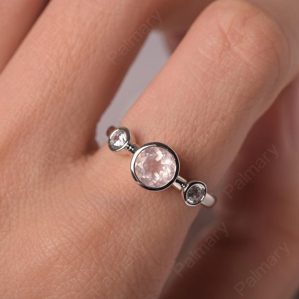 Three Stone Rose Quartz Mothers Ring - Palmary