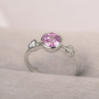 Three Stone Pink Sapphire Mothers Ring - Palmary