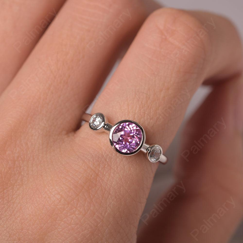 Three Stone Pink Sapphire Mothers Ring - Palmary