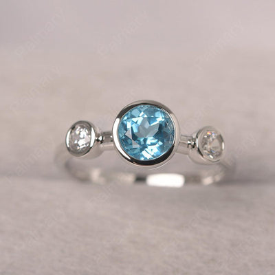 Three Stone Swiss Blue Topaz Mothers Ring - Palmary