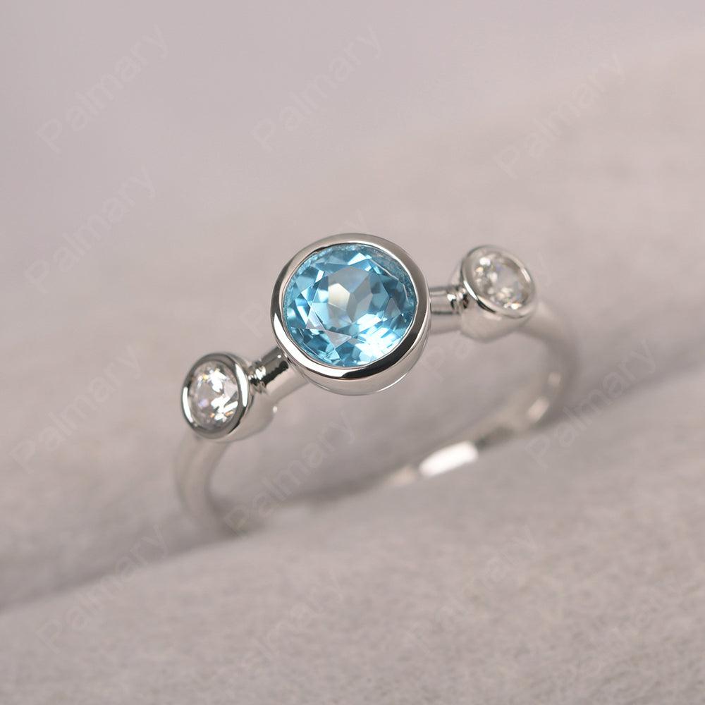 Three Stone Swiss Blue Topaz Mothers Ring - Palmary
