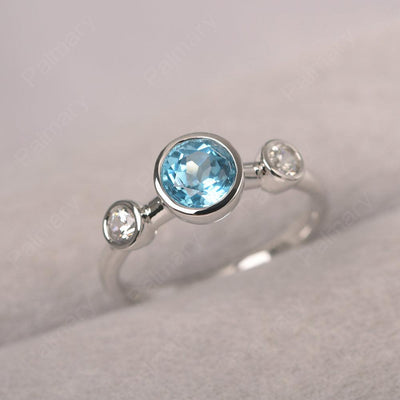 Three Stone Swiss Blue Topaz Mothers Ring - Palmary