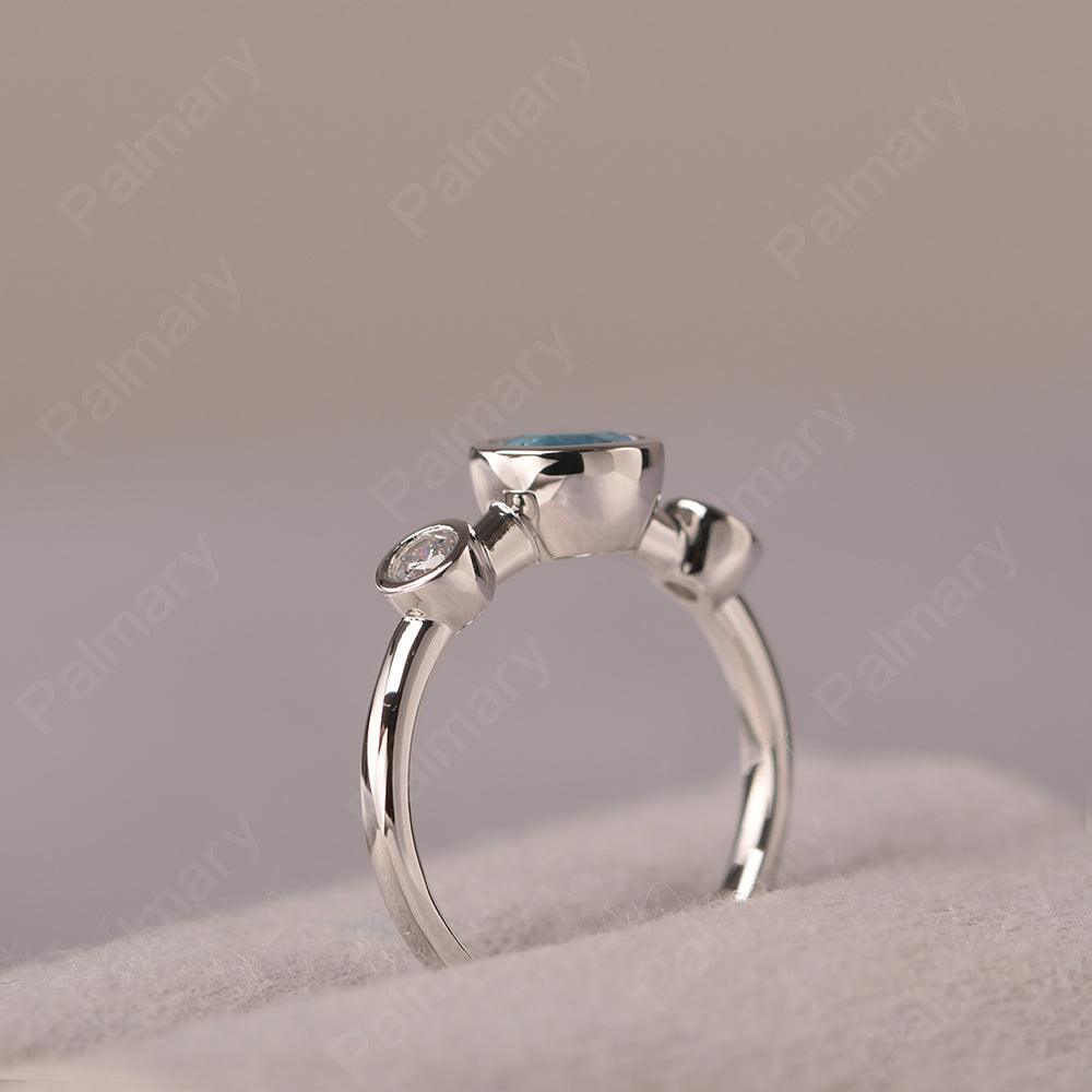 Three Stone Swiss Blue Topaz Mothers Ring - Palmary