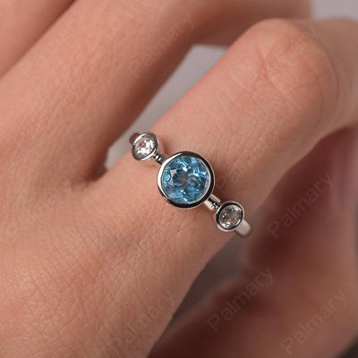 Three Stone Swiss Blue Topaz Mothers Ring - Palmary
