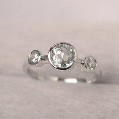 Three Stone White Topaz Mothers Ring - Palmary