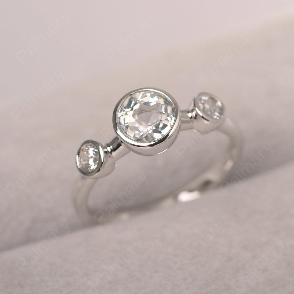 Three Stone White Topaz Mothers Ring - Palmary