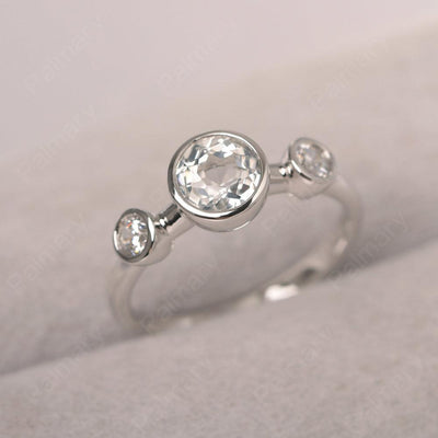 Three Stone White Topaz Mothers Ring - Palmary