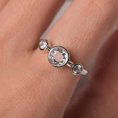 Three Stone White Topaz Mothers Ring - Palmary