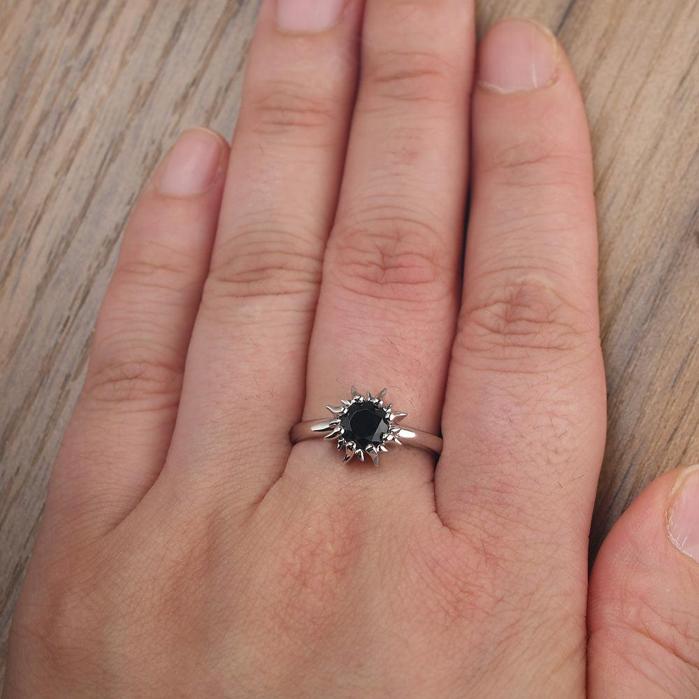 Unique Black Spinel Engagement Ring - Palmary