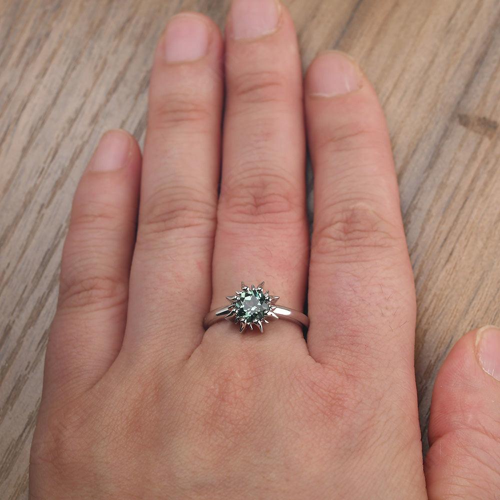Unique Green Sapphire Engagement Ring - Palmary