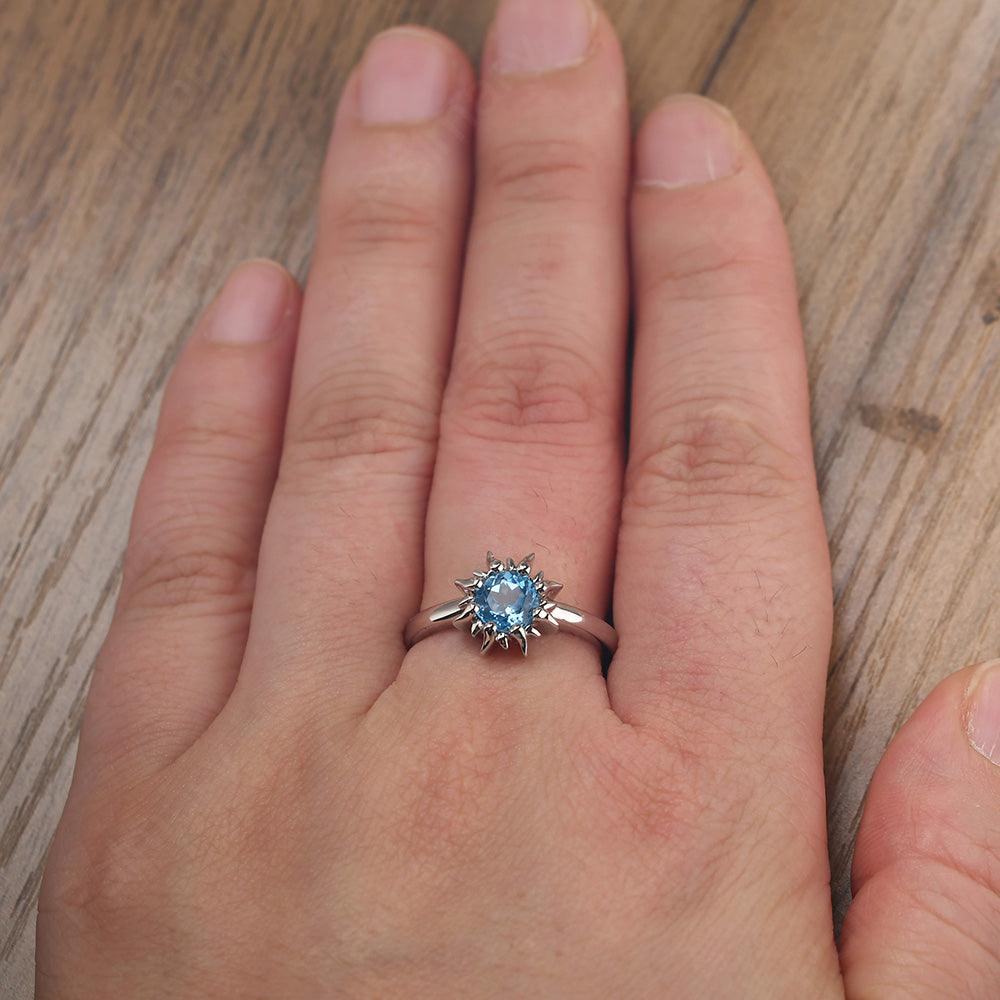 Unique Swiss Blue Topaz Engagement Ring - Palmary