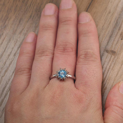 Unique Swiss Blue Topaz Engagement Ring - Palmary