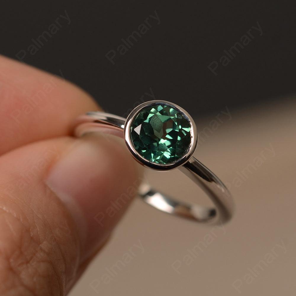 Bezel Setting Green Sapphire Solitaire Engagement Ring - Palmary