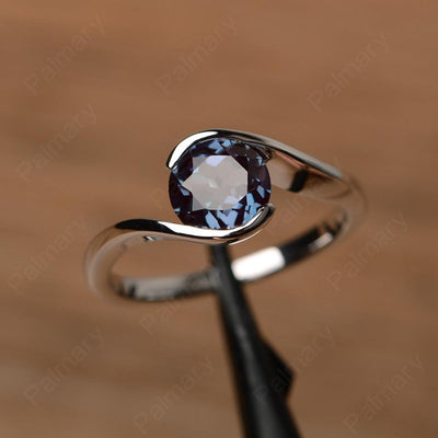 Brilliant Cut Alexandrite Solitaire Bezel Rings - Palmary
