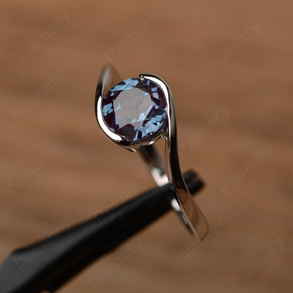 Brilliant Cut Alexandrite Solitaire Bezel Rings - Palmary