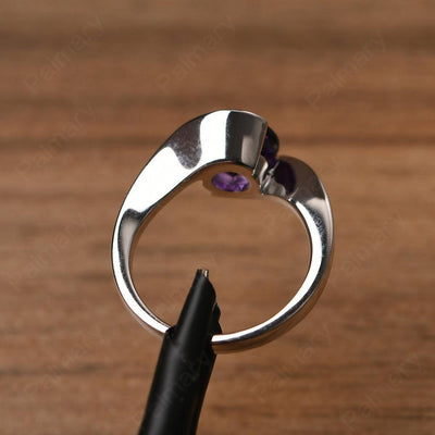 Brilliant Cut Amethyst Solitaire Bezel Rings - Palmary