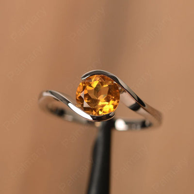 Brilliant Cut Citrine Solitaire Bezel Rings - Palmary