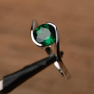 Brilliant Cut Emerald Solitaire Bezel Rings - Palmary