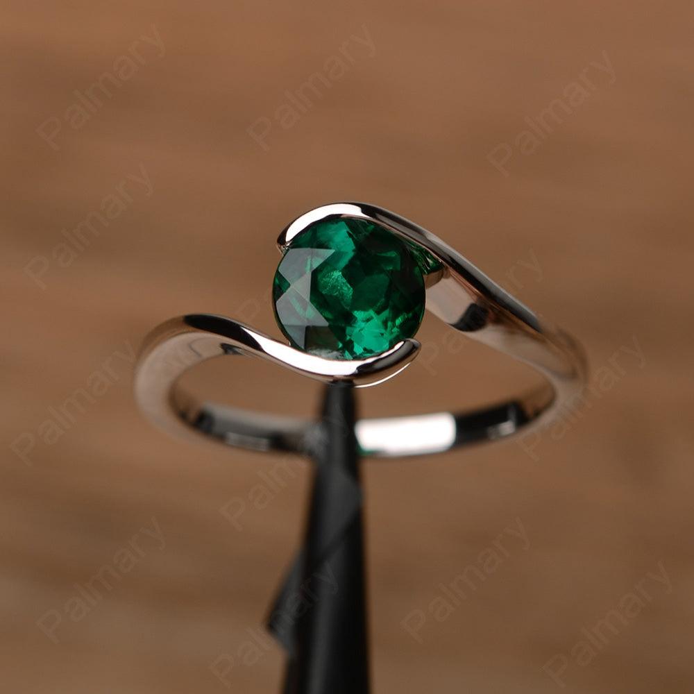Brilliant Cut Emerald Solitaire Bezel Rings - Palmary