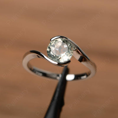 Brilliant Cut Green Amethyst Solitaire Bezel Rings - Palmary