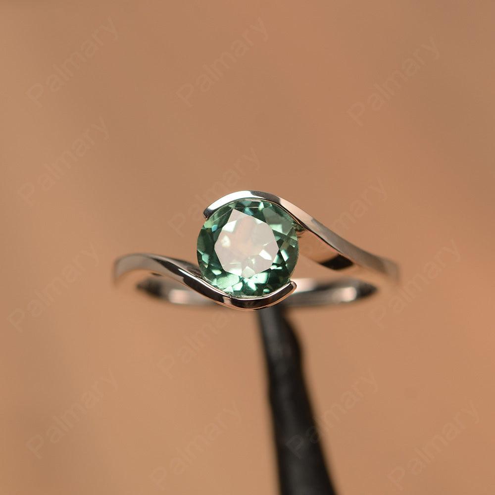 Brilliant Cut Green Sapphire Solitaire Bezel Rings - Palmary