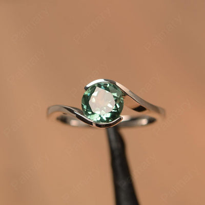 Brilliant Cut Green Sapphire Solitaire Bezel Rings - Palmary