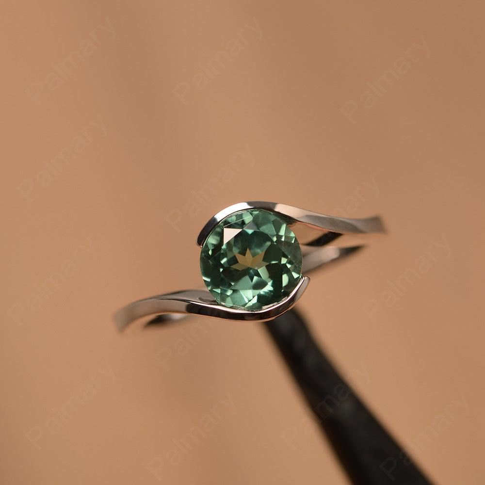 Brilliant Cut Green Sapphire Solitaire Bezel Rings - Palmary