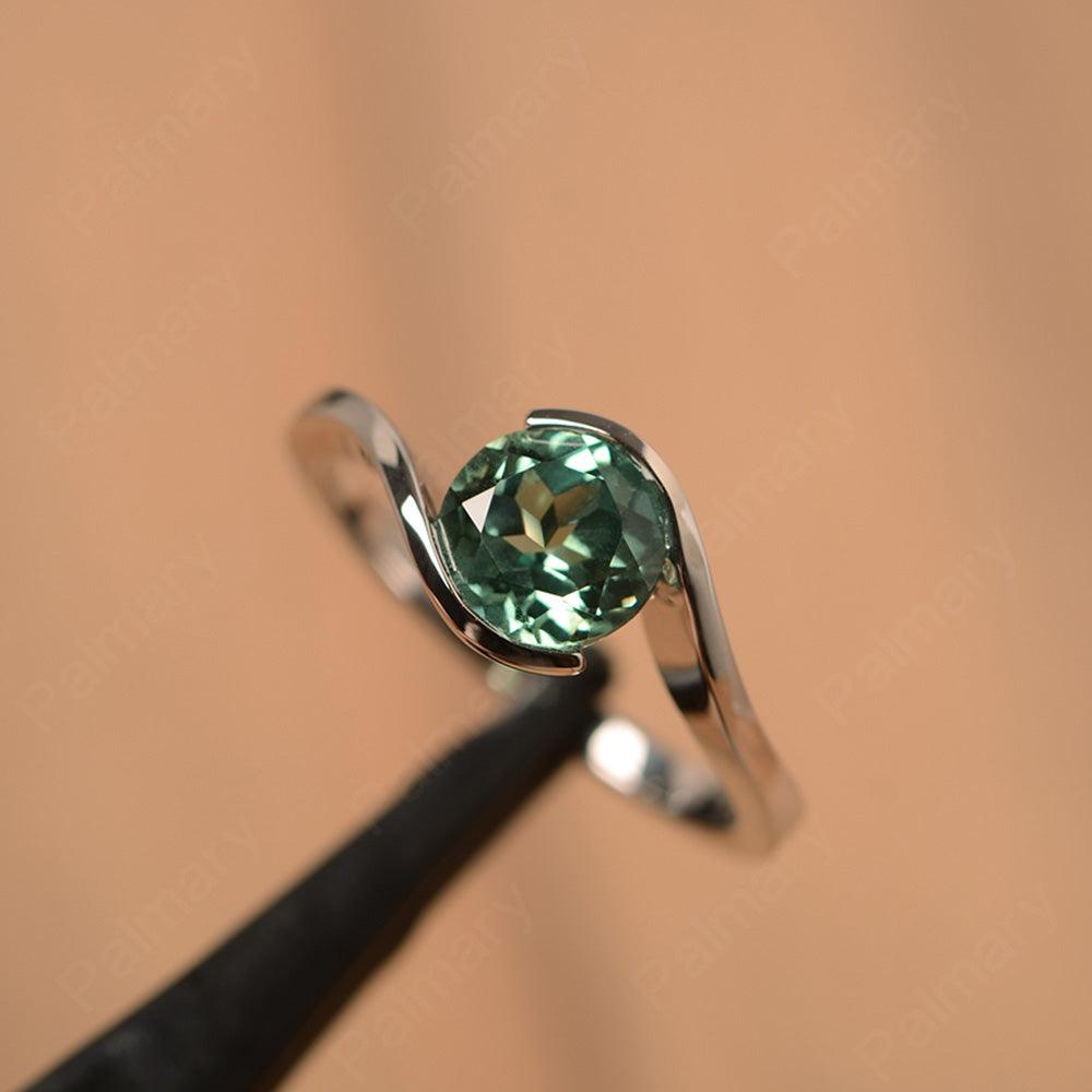 Brilliant Cut Green Sapphire Solitaire Bezel Rings - Palmary