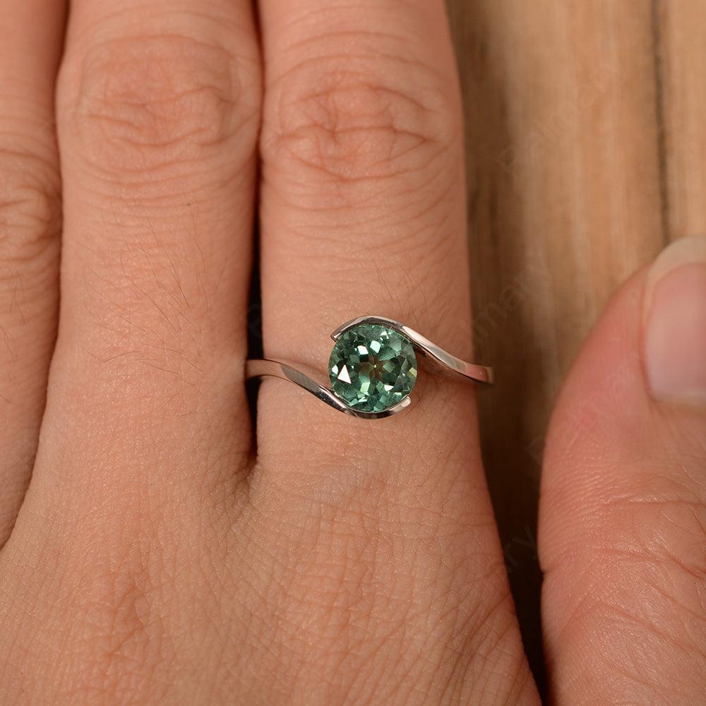 Brilliant Cut Green Sapphire Solitaire Bezel Rings - Palmary