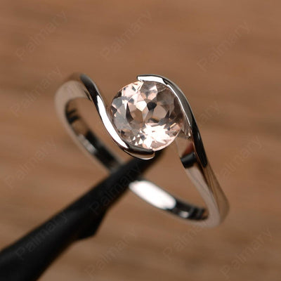 Brilliant Cut Morganite Solitaire Bezel Rings - Palmary