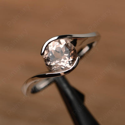 Brilliant Cut Morganite Solitaire Bezel Rings - Palmary