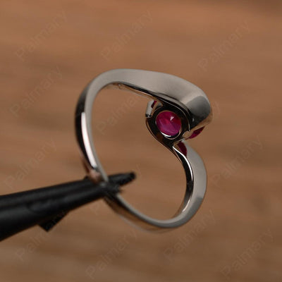 Brilliant Cut Ruby Solitaire Bezel Rings - Palmary