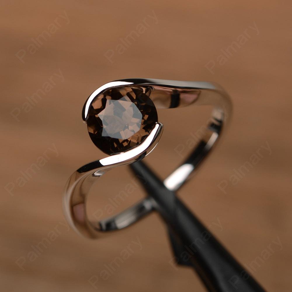 Brilliant Cut Smoky Quartz  Solitaire Bezel Rings - Palmary