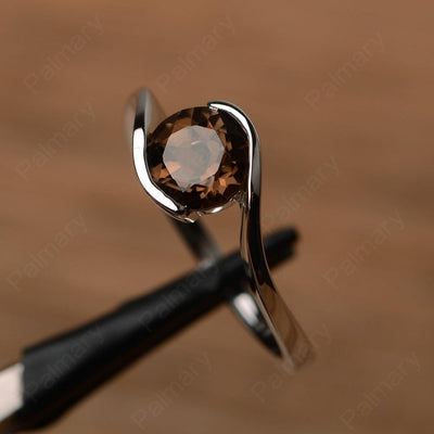 Brilliant Cut Smoky Quartz  Solitaire Bezel Rings - Palmary