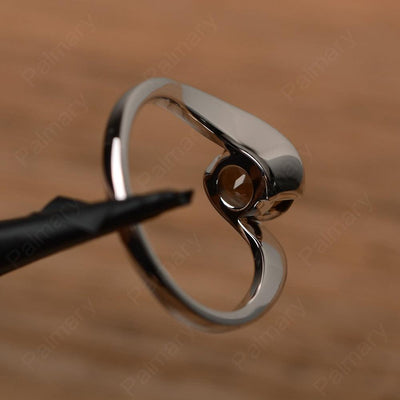 Brilliant Cut Smoky Quartz  Solitaire Bezel Rings - Palmary