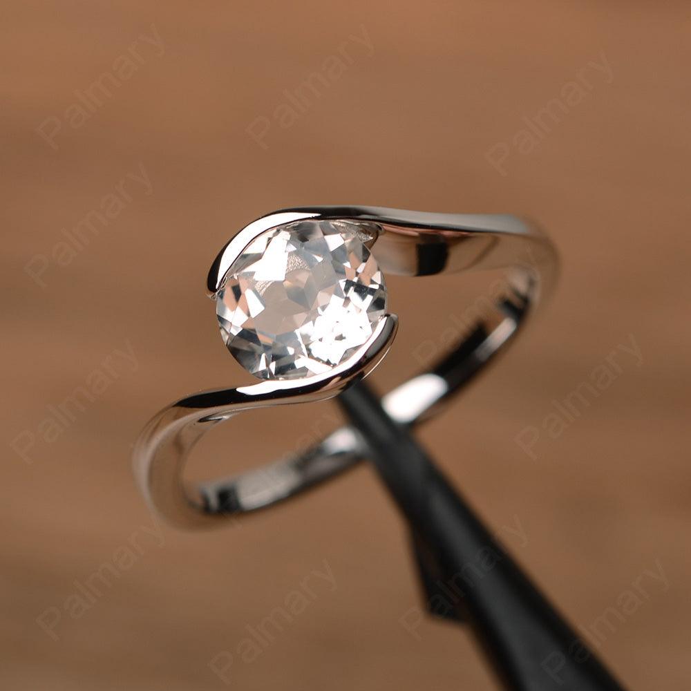 Brilliant Cut White Topaz Solitaire Bezel Rings - Palmary