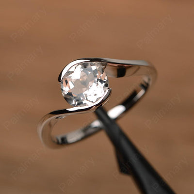 Brilliant Cut White Topaz Solitaire Bezel Rings - Palmary