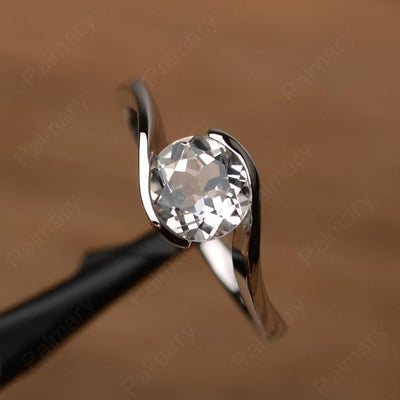 Brilliant Cut White Topaz Solitaire Bezel Rings - Palmary