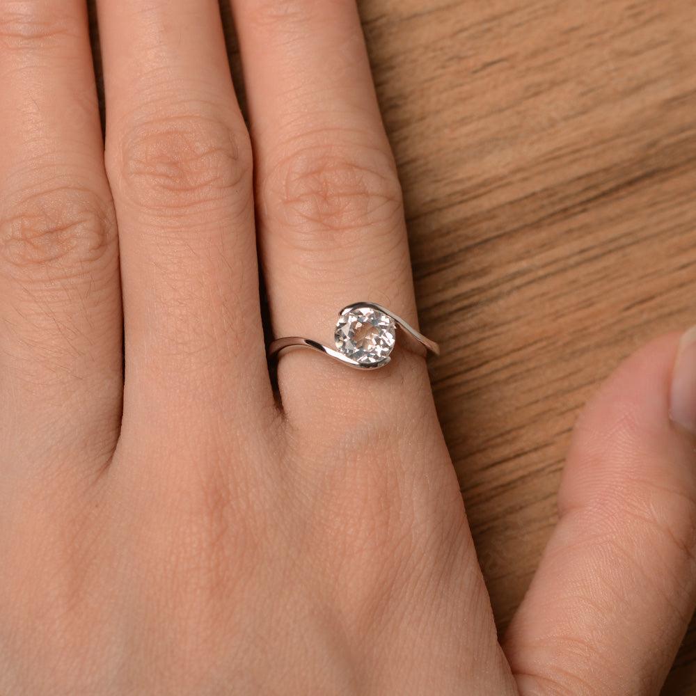 Brilliant Cut White Topaz Solitaire Bezel Rings - Palmary